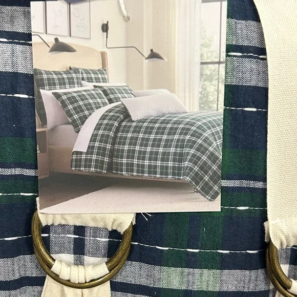 Brooks Brothers Green, White and Blue King Cotton Slub Quilt 106”x92”